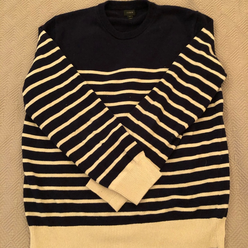 Men’s J. Crew Navy Blue Striped Sweater Medium